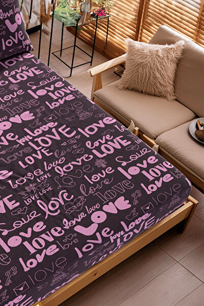 Lorien Patterned Love Fitted Sheet Set - Single/Double/King Size