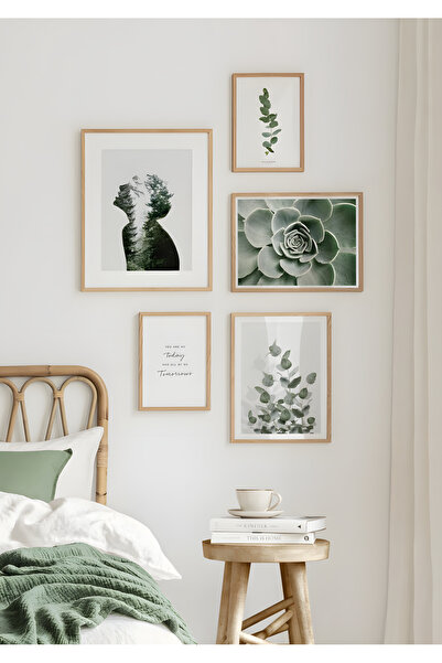 Home 5'li Set Botanik doğa ile iç İçe, Flower Cactus Baskısı poster, Botanik ...