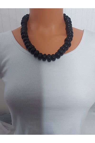 Virgo Black, Ceramic, Washer Necklace