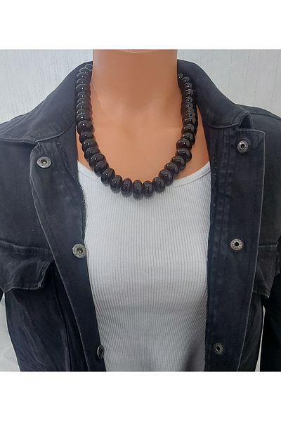Virgo Black, Ceramic, Washer Necklace