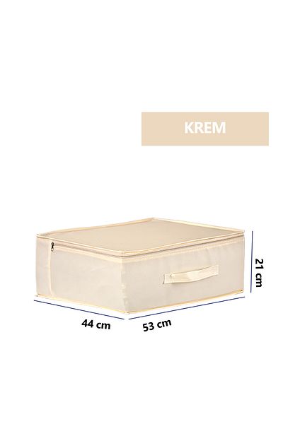 Vedsey 53x44x21 cm Οργανωτής κάτω από το κρεβάτι και ντουλάπα - Σετ 3 πάπλωμα κρέμας Hurç και οργανωτής μαξιλαριών