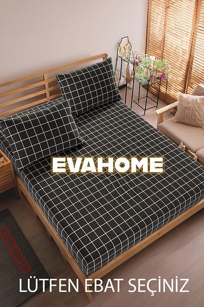 Lorien Anthracite Colored, Mini Plaid Patterned Elastic Sheet Set, Single/ Double/ King Size