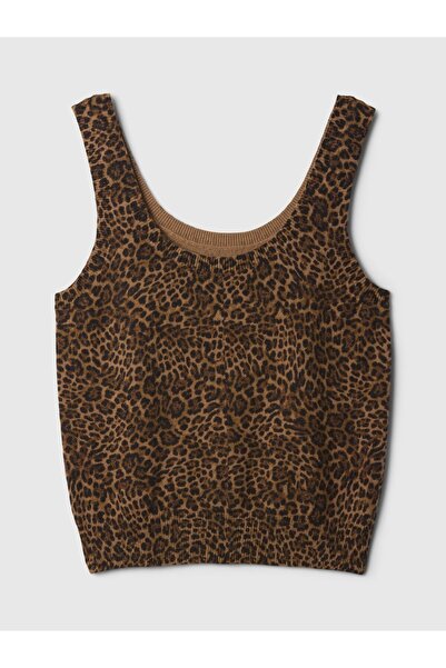 GAP Kadın Kahverengi CashSoft Crop Bluz