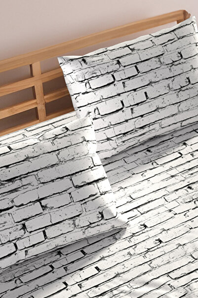 Lorien White Stone Patterned Fitted Sheet Set - Single/ Double/ King Size