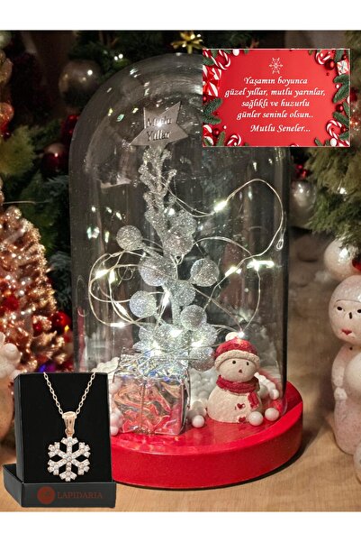 Lapidaria Kardan Adam Noel Temalı Yılbaşı  Ağaçlı Süslü Peri Led Işıklı Fanus...