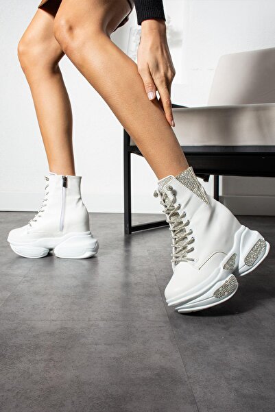 Modanizm Felix Gizli Topuklu Beyaz Bot