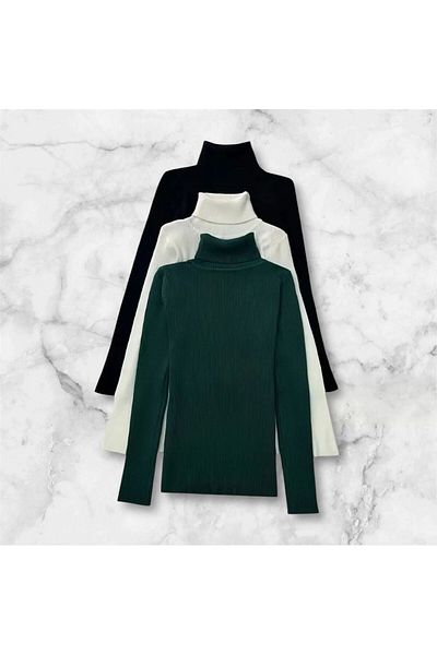Milo Moda Λευκό βαμβακερό ζιβάγκο Slimfit πουλόβερ - Unisex ψηλό σχέδιο