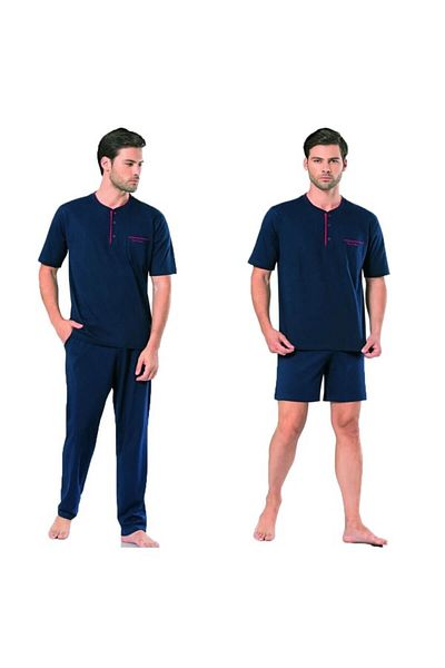 Pierre Cardin Σετ ανδρικές πιτζάμες γαμπρού Navy Blue 3 τεμαχίων με τσέπες THCLVR.53.70.01