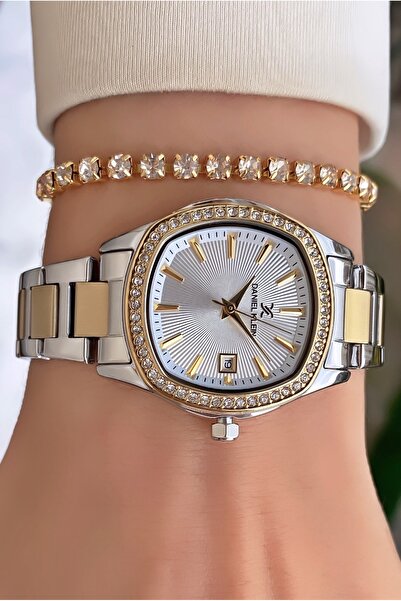 Daniel Klein Gold Colored Women's Wristwatch and Bracelet Gift