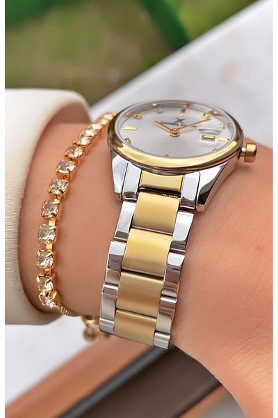 Daniel Klein Brand Yellow Silver Color Women's Wristwatch - Bracelet Gift