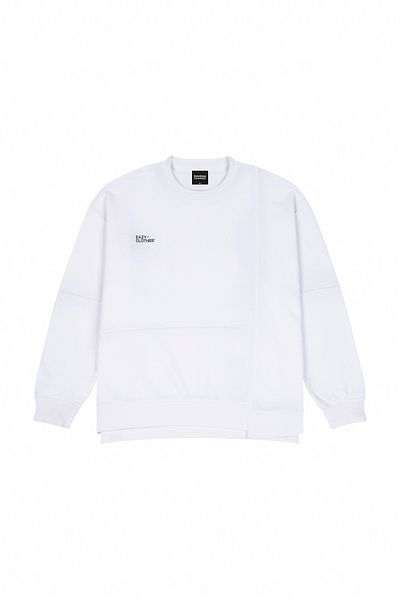 Eazy Co Hanorac premium oversize unisex alb cu gât crew de primăvară petice