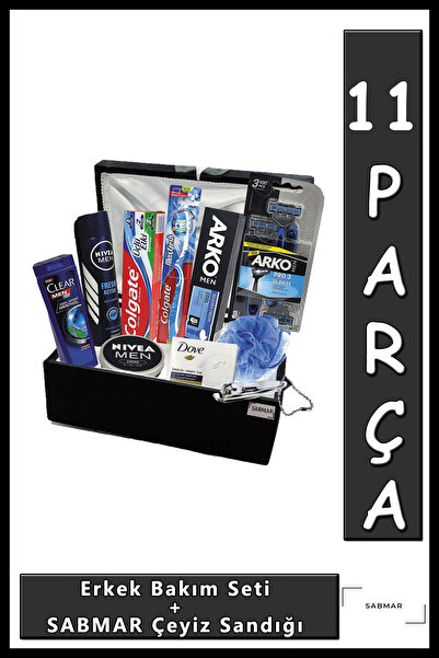 Arko Men Damat Bohçası Sabmar Damat Çeyiz Sandığı Erkek Bakım Seti Siyah 2022...