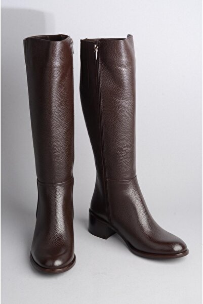 SEÇ KUNDURA SEÇ 1352 HAKİKİ DERİ EL YAPIMI KADIN ÇİZME KAHVE