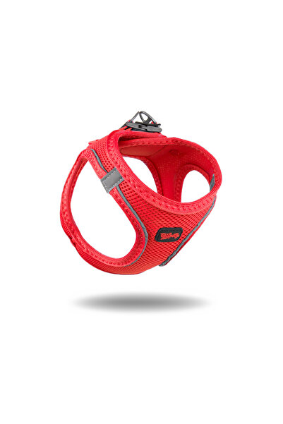 Tailpetz Kedi Köpek Air-Mesh Göğüs Tasması ve Gezdirme Sevk Kayışı Seti 2Sİ1 ARADA Parlak Kırmızı