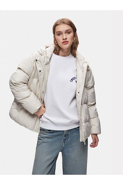 Ltb Παλτό Puffer Beige με κουκούλα