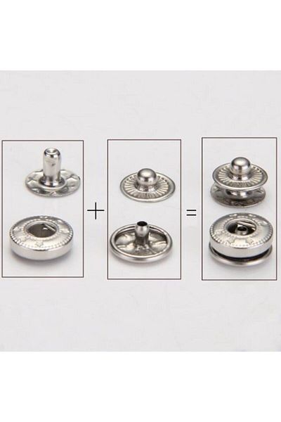 BİGÜMEX 12.5mm Studs (54 STRIPS) 100 PiecesNickel (SILVER) Color Snap
