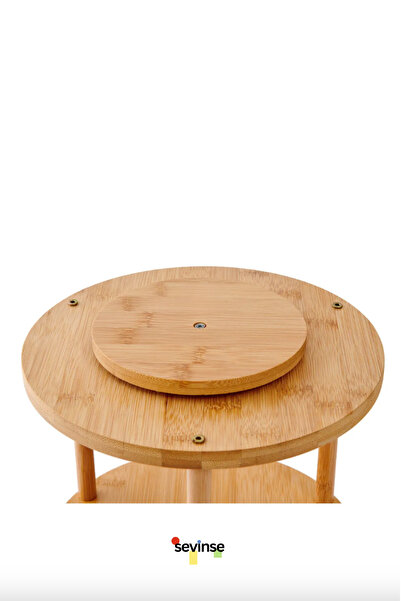 Sevinse Home Bambu İki Katlı 360 Dönen Düzenleyici Baharatlık Standı Organizer