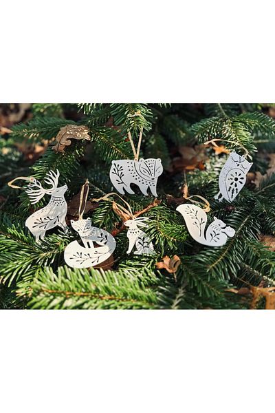 ARES CRAFT 6 Pieces Christmas Themed Pine Tree Ornament