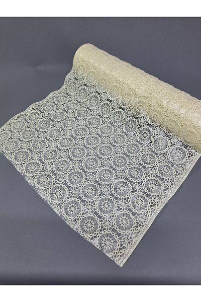 Başak Ev Tekstili Culoarea crem PVC Trim Lace Runner - Acoperire pentru rafturi și dulapuri