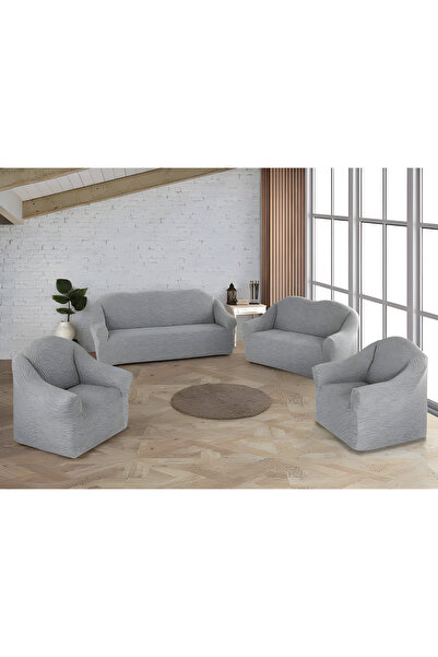 Göksal Suvari Su yolu desenli jakarlı 3+3+1+1 eteksiz koltuk örtüsü