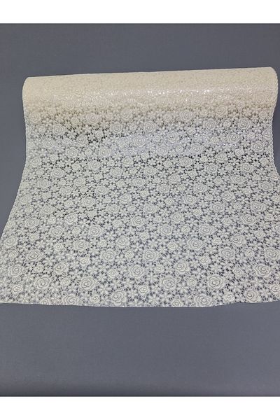 Başak Ev Tekstili Culoarea crem PVC Trim Lace Runner - Acoperire pentru rafturi și dulapuri
