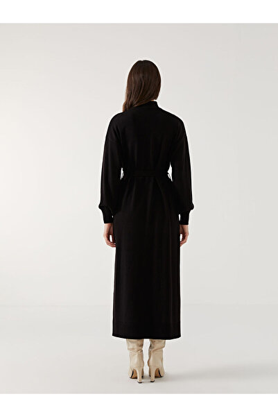 LC Waikiki Lcw Modest Siyah Dik Yaka Kadın Triko Elbise