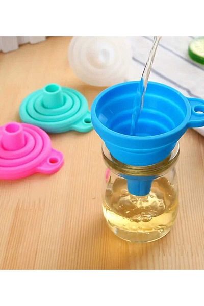 ÇEÇEN HOME (2Pcs) Versatile Silicone Funnel - Foldable, Oil & Honey for Kitchen Use