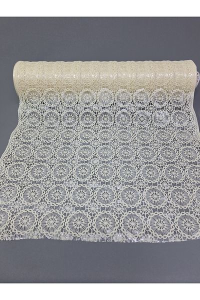 Başak Ev Tekstili Culoarea crem PVC Trim Lace Runner - Acoperire pentru rafturi și dulapuri