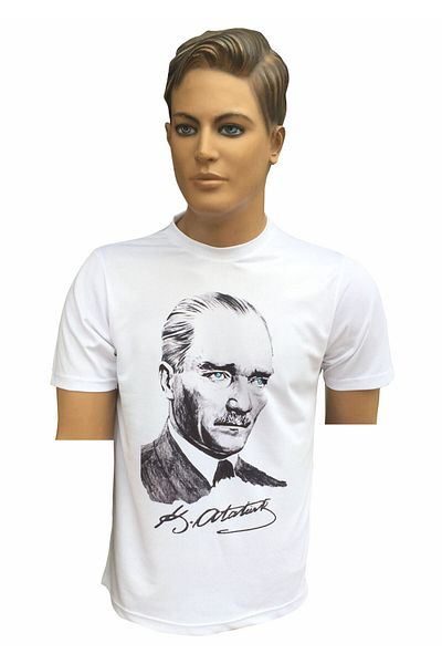 REMEGE Unisex Παιδιά, Έφηβοι, Ενήλικες, Μπλουζάκι με υπογραφή Ατατούρκ με Ατατούρκ - Μπλουζάκι Ατατούρκ