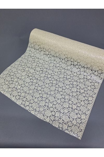 Başak Ev Tekstili Culoarea crem PVC Trim Lace Runner - Acoperire pentru rafturi și dulapuri
