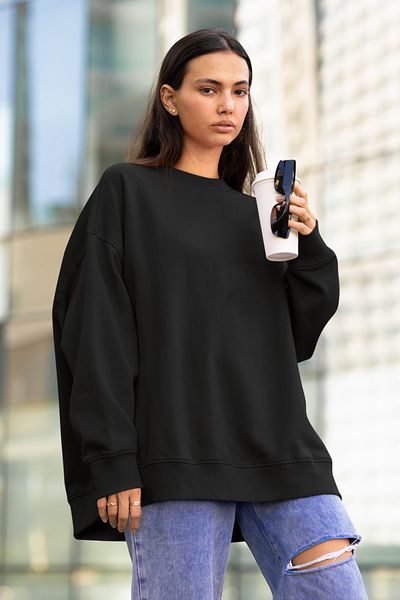 SEVBANO Unprinted Unisex Oversize Basic Sweatshirt