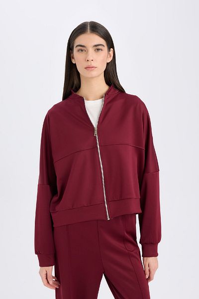 DeFacto College Collar Zippered Pocket Regular Fit Bomber Cardigan - E3952Ax24Wn