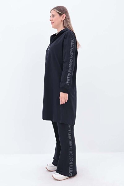 ALLDAY Σετ αθλητικής φόρμας Navy Blue-Printed Mesh Plus Size