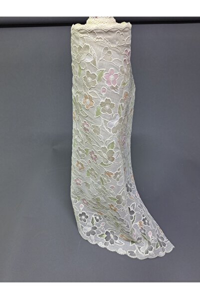 Başak Ev Tekstili Pvc Cubric Lace Shelf and Cabinet Cover Runner (White-Pink)