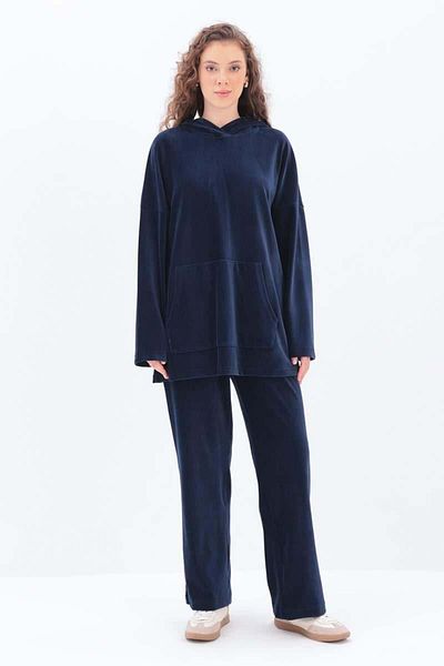 ALLDAY Σετ Indigo με κουκούλα και παντελόνι Lycra με τσέπες καγκουρό