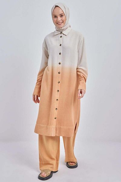 ALLDAY Camel-Gradient Linen Pants Suit
