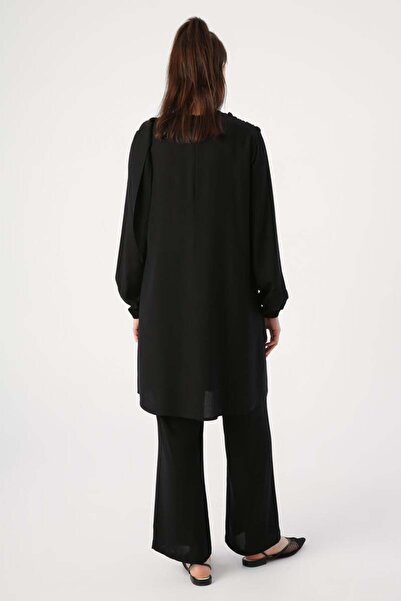 ALLDAY Siyah-Viskon Degaje Detaylı Pantolonlu Takım