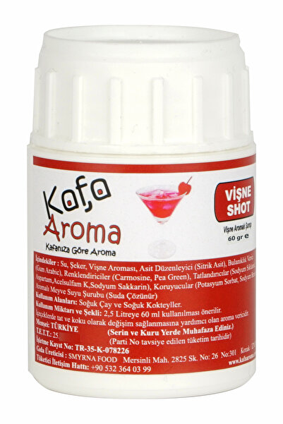 Kafa Aroma Vişne Aromalı Kokteyl Şurubu - Punch Yapım Kiti - Vişne Shot ( 3 L...