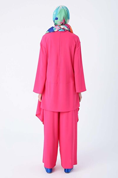 ALLDAY Pink-Asymmetrical Cut Tunic and Wide Leg Trousers Suit