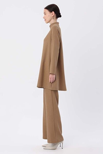 ALLDAY Mink-Fisherman Collar Lycra Trousers Suit