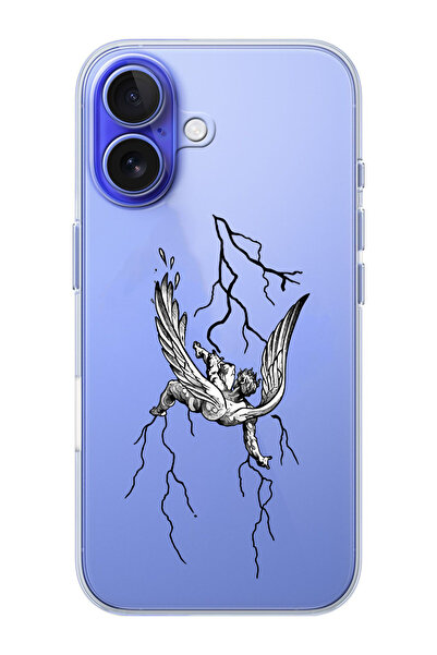 moonset Iphone 16 Uyumlu Yıldırım Tasarımlı Baskılı Şeffaf Telefon Kılıfı