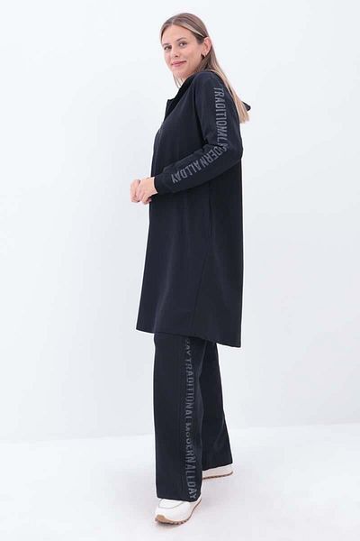 ALLDAY Σετ αθλητικής φόρμας Navy Blue-Printed Mesh Plus Size