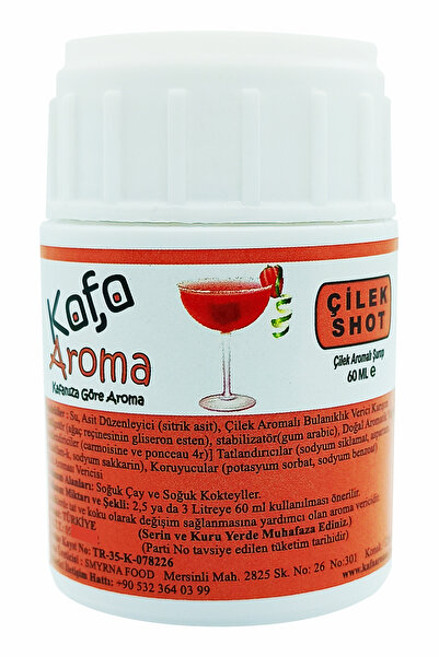 Kafa Aroma Çilek Aromalı Kokteyl Şurubu - Punch Yapım Kiti - Çilek Shot ( 3 L...