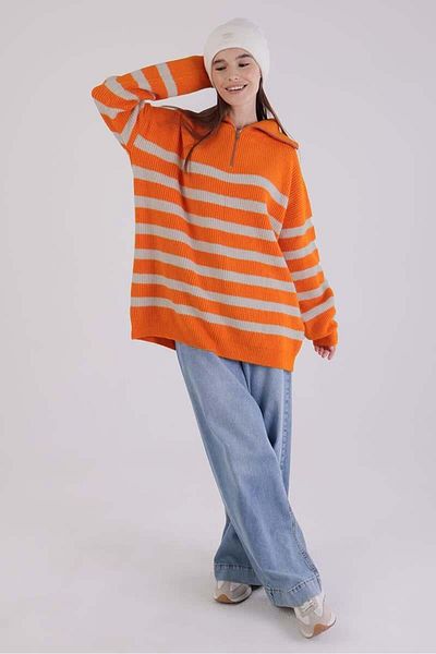 ALLDAY Πλεκτό πουλόβερ με φερμουάρ Orange-Stone-Turtleneck