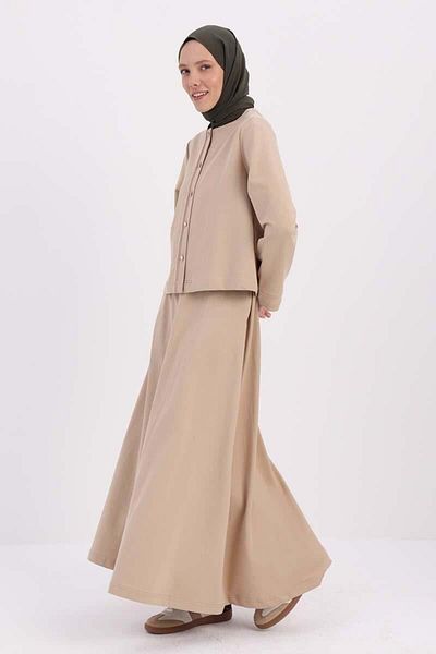 ALLDAY Beige-Cardigan Skirt Suit