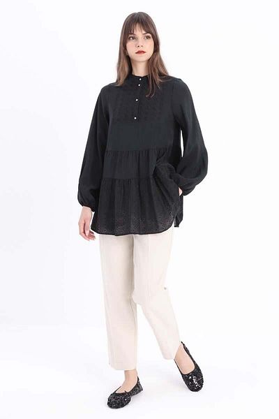 ALLDAY Black-Fisted Half-Pat Tunic
