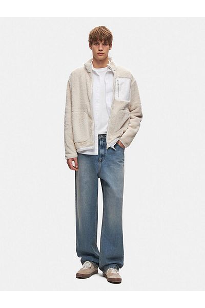 Ltb Stand Collar Plain White Jacket