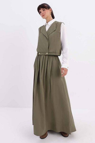 ALLDAY Khaki-Vest Skirt Suit