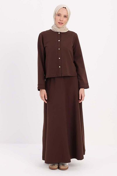 ALLDAY Bitter Coffee-Cardigan Skirt Suit