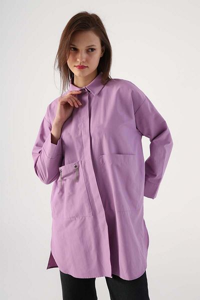 ALLDAY Lilac-Large Pocket Eyelet Oversize Shirt